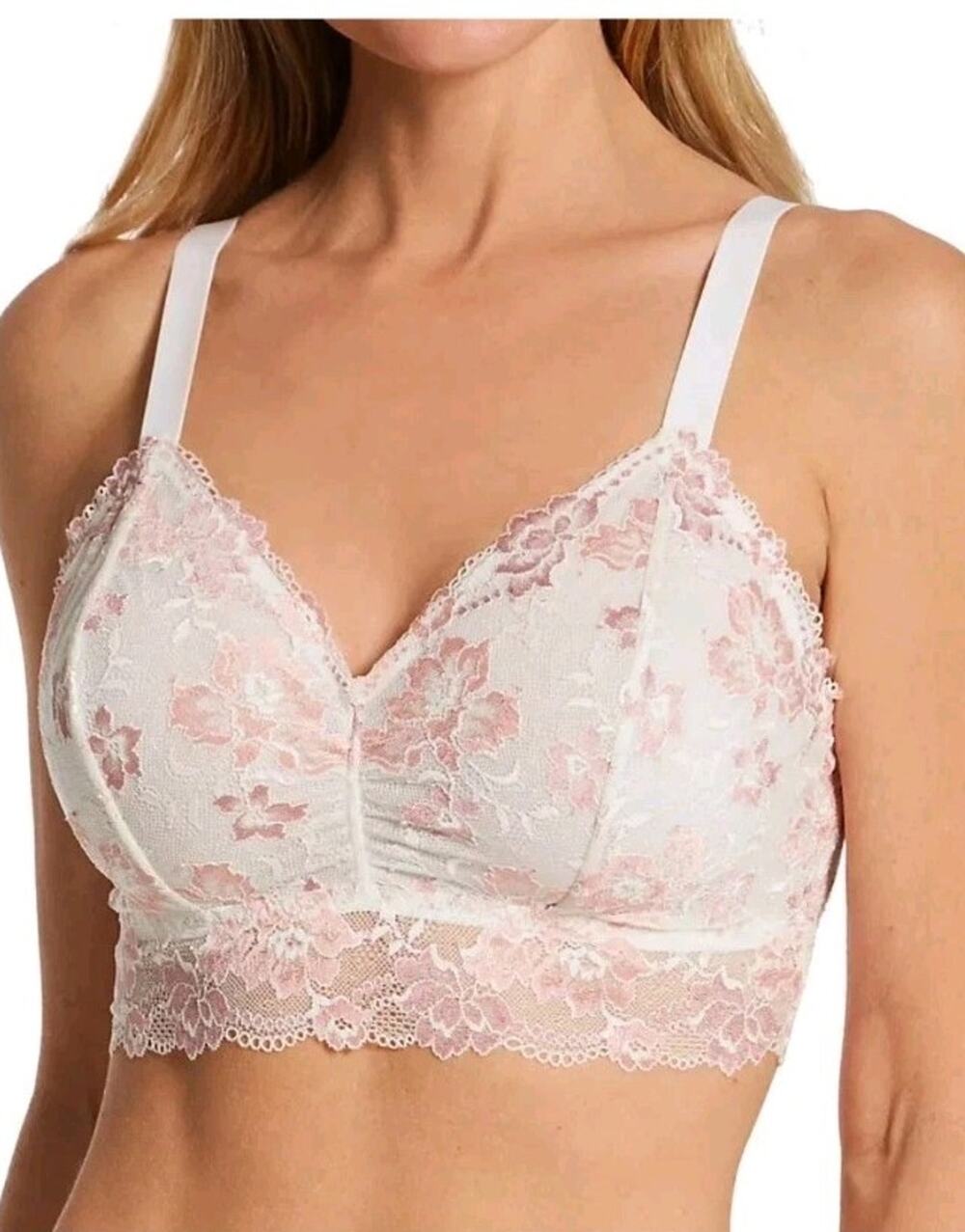 Cosabella Savona Ultra Curvy Longline Bralette Mandorla Moon Sz S White Pink
